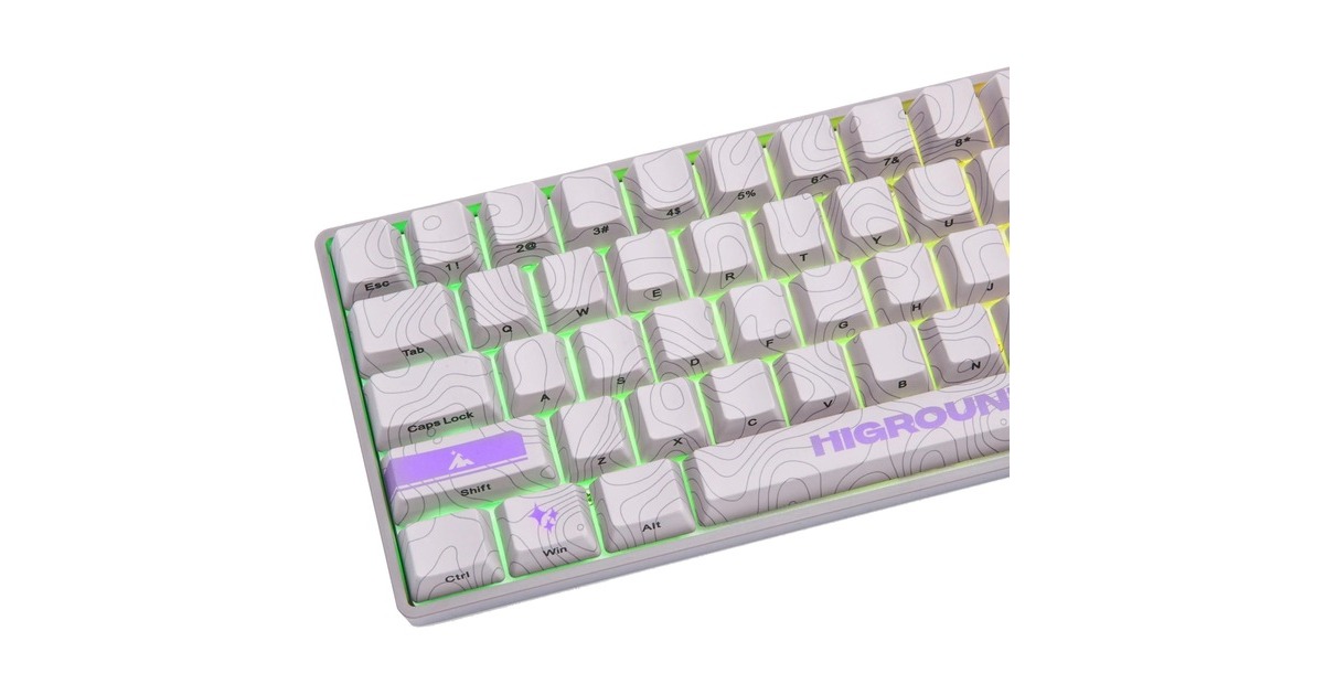 HigroundPerformance Base 65 Keyboard - RETROSUPER, gaming toetsenbord  (Wit, US lay-out, Gateron KS-37B, 65%, RGB leds, Dye-sub PBT, Hot-swap)