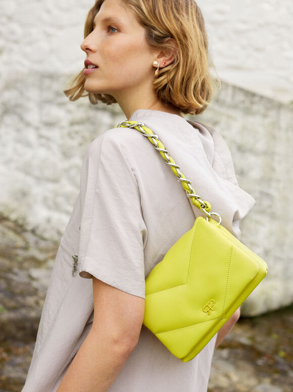 Bolso Mini Con Cadena Chunky - Verde