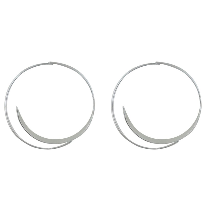 Boucles d'Oreilles Argent Brossé Moyenne Créoles