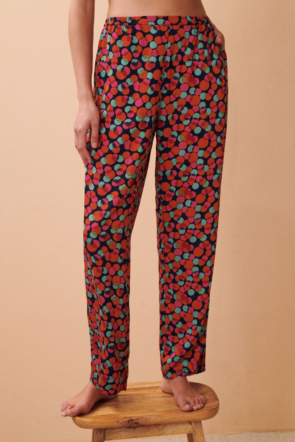 Pantalon - xmas dots rose dahlia