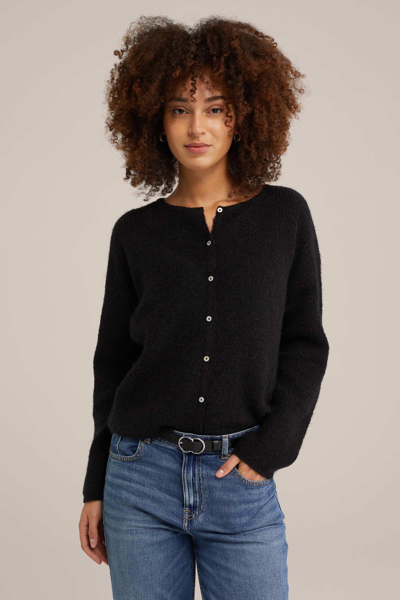 gebreid vest van wolmix WE Fashion Zwart