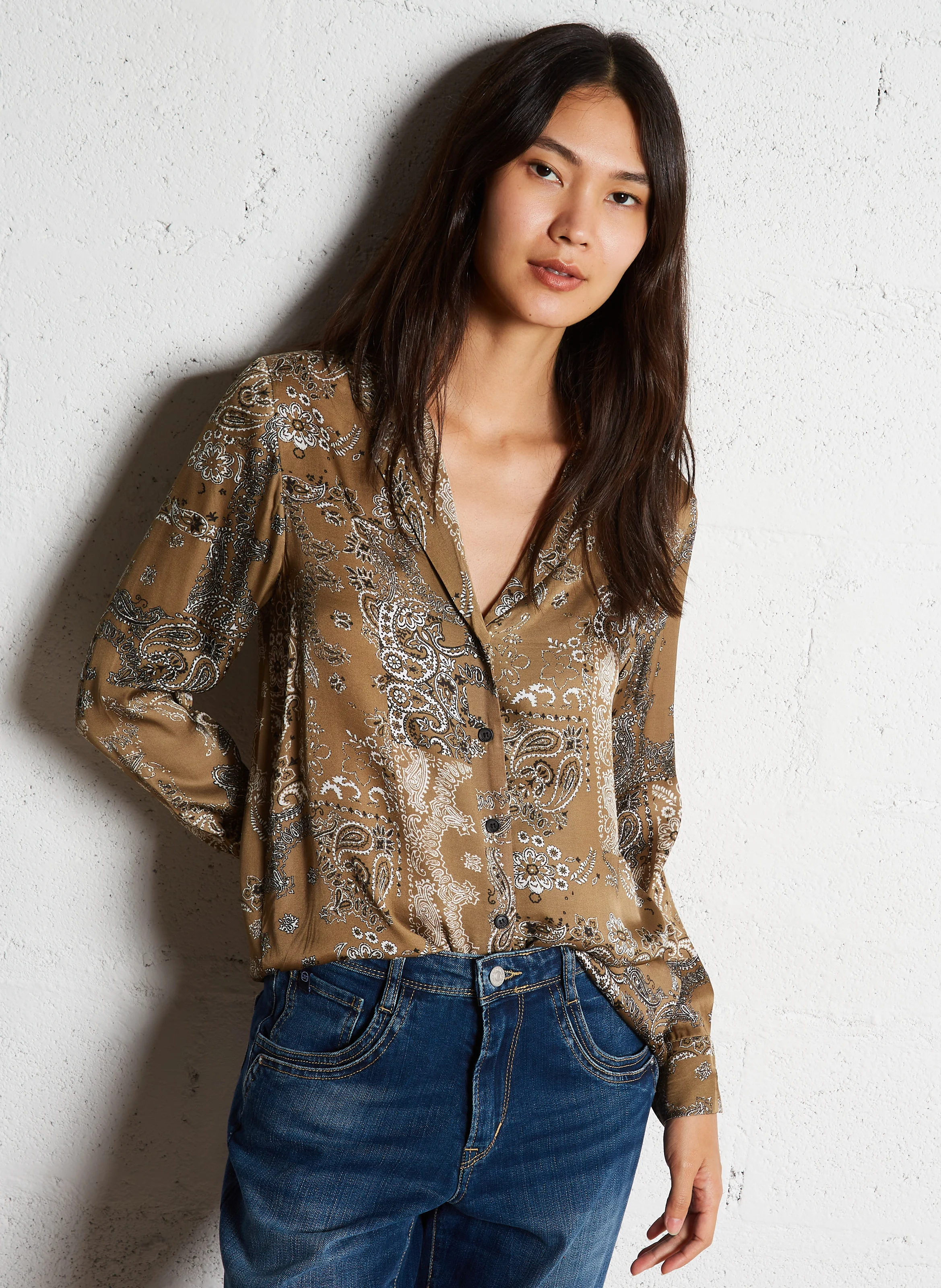 MORENA - Chemise imprimée| Marron