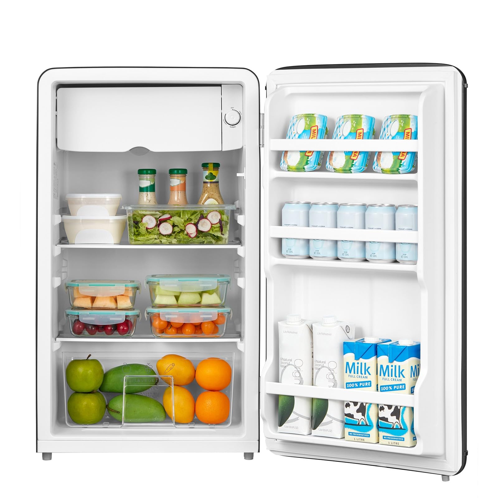 Comfee' RCD93BL2EURT(E) Réfrigérateur Sous-Plan, 93L, Réfrigérateur Rétro Pose Libre avec Compartiment Réfrigérant, Thermostats Réglables, Lumière LED