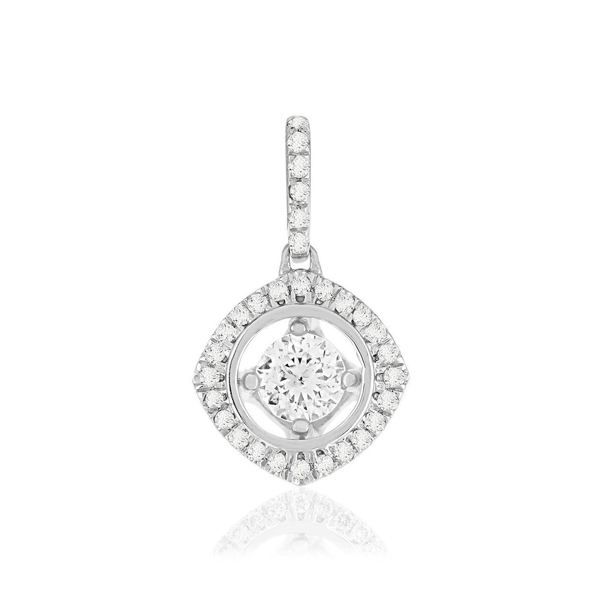 Pendentif or blanc 375 diamant
