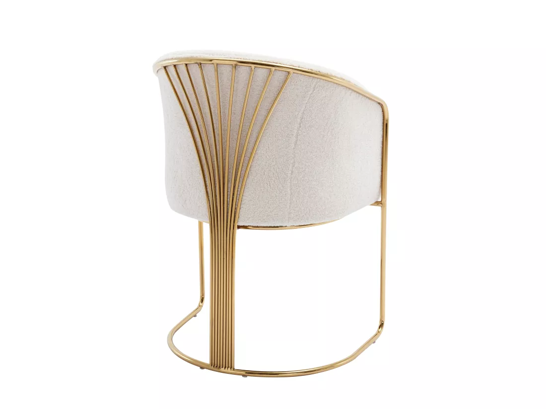 Lot de 2 chaises avec accoudoirs en tissu bouclette et métal - Blanc et doré - JOSETHE de Pascal MORABITO