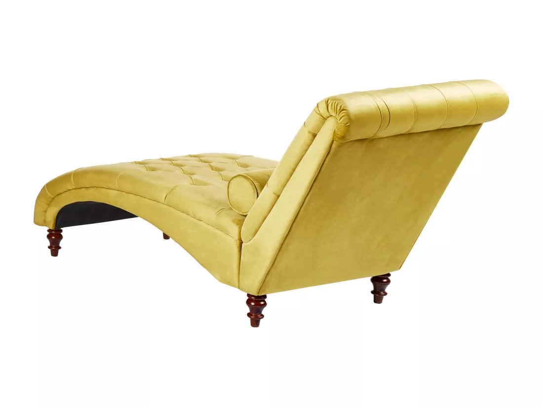 Chaise longue en velours moutarde MURET