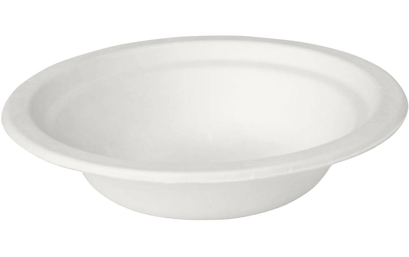 Einwegteller 18 cm, 50 Stück, WeissEinweg-Suppenteller aus nachwachsenden Rohstoffen