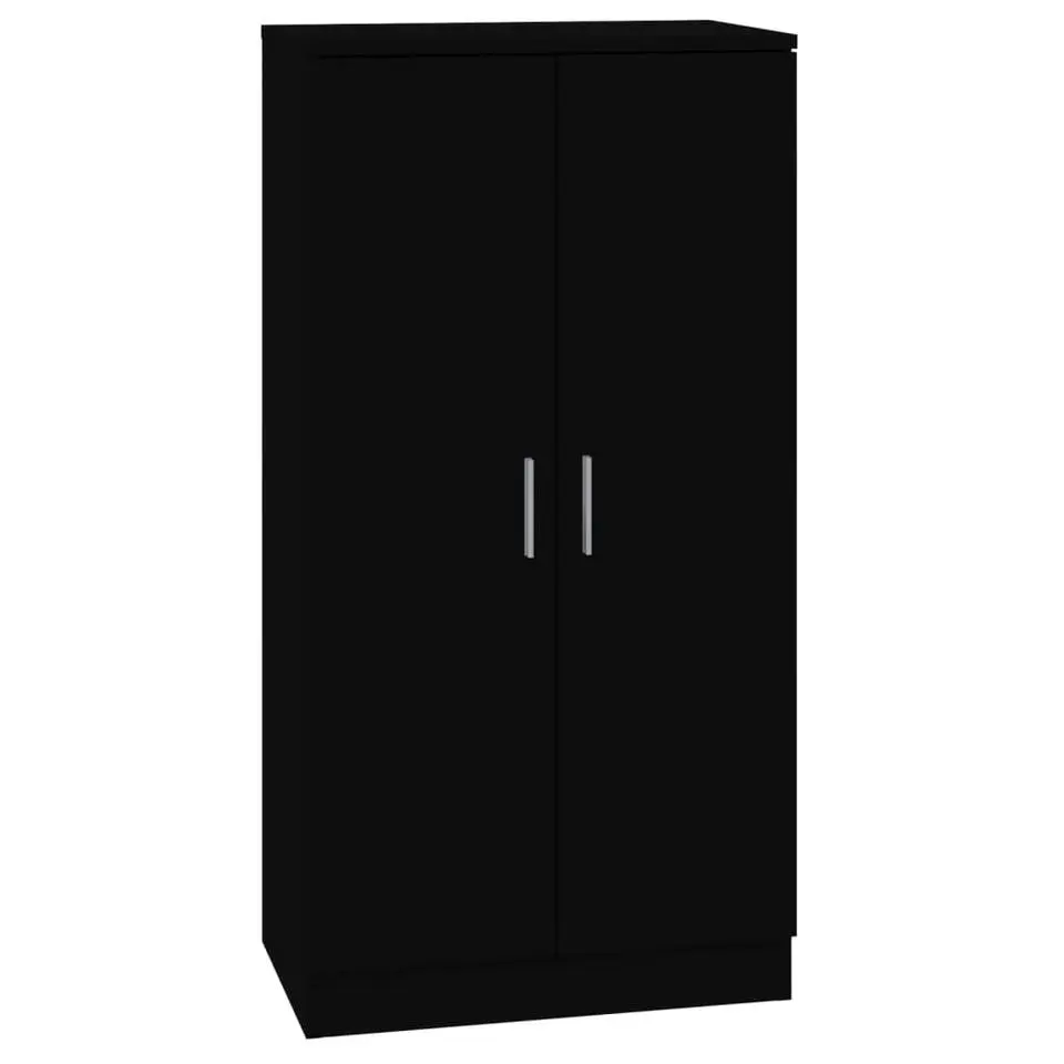 vidaXL - Schoenenkast 14 paar met 2 deuren - Zwart - Bewerkt hout - 55x35x108 cm