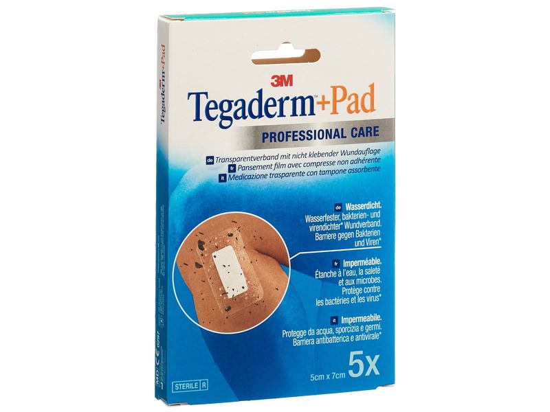 3M Tegaderm Wundpflaster Professional Care  Pad 5 x 7 cm, 5 Transparentverband mit Wundkissen