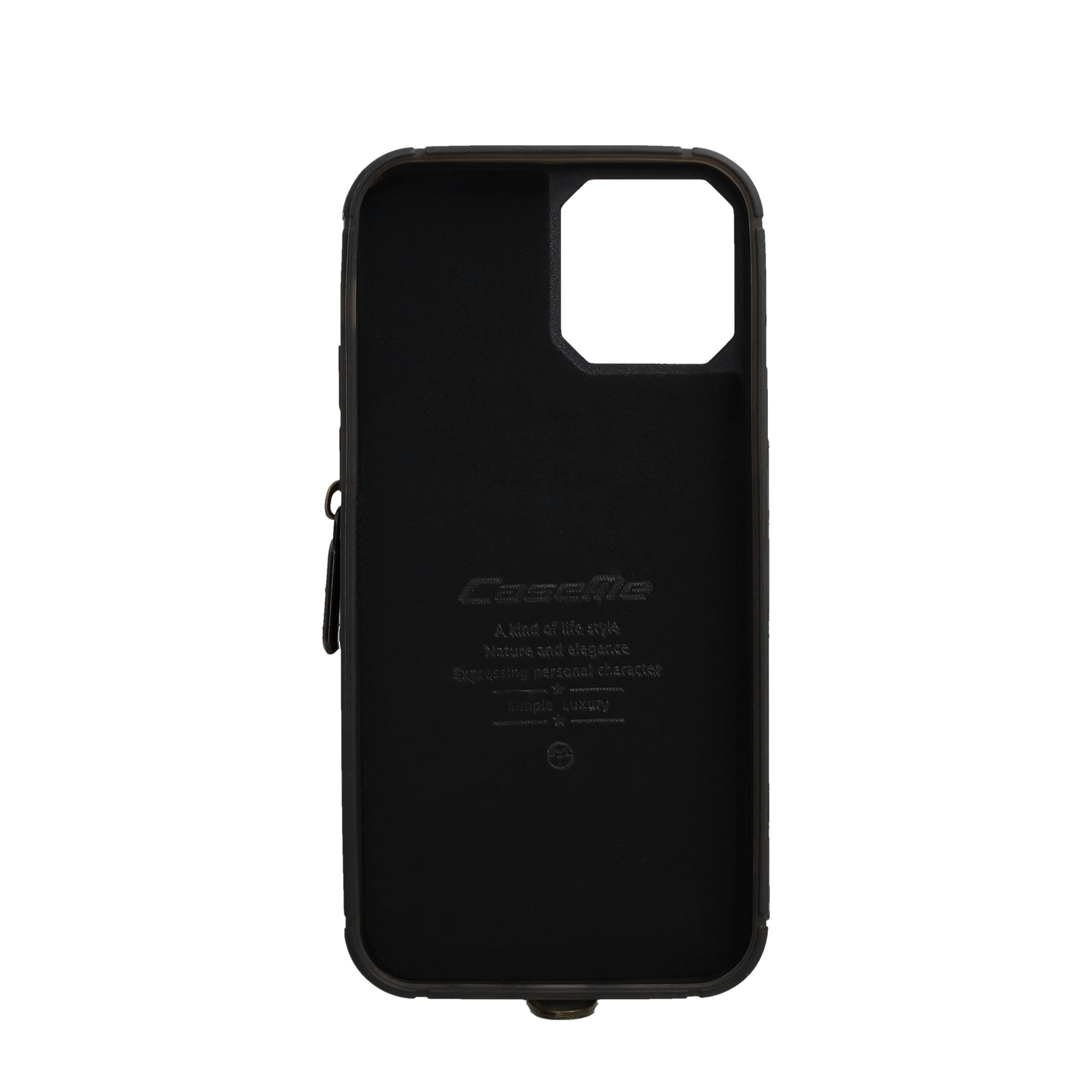 iPhone 12 / iPhone 12 Pro Leder Schutzhülle mit Münzbeutel   3 Kartenfächern - Schwarz