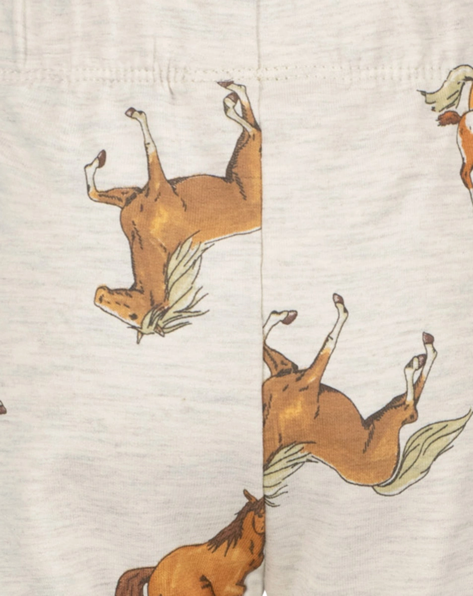 Leggings HORSE WORLD - HORSES AOP in oatmeal melange