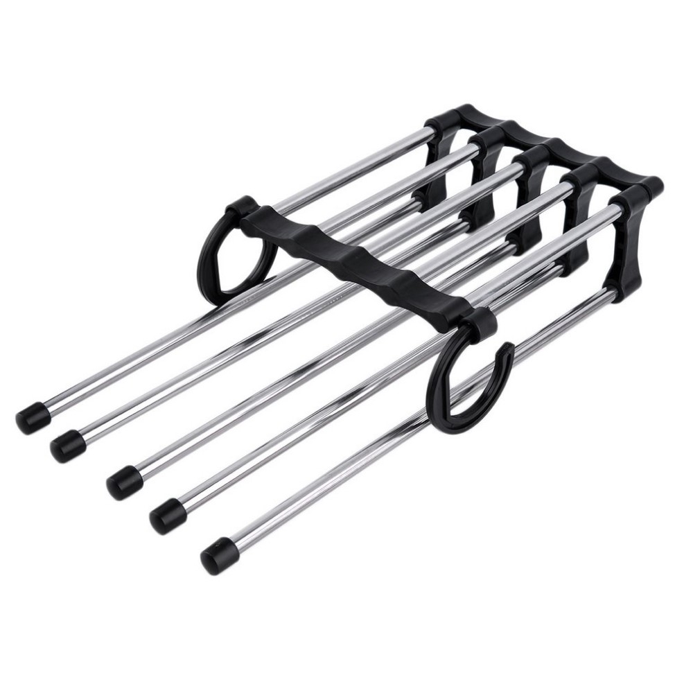 Platzsparender Multifunktions Kleiderbügel für Schal / Krawatte / Leichte Hosen - Schwarz / Silber