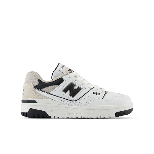 New Balance 550 Kids Sneakers, White/Black, 35