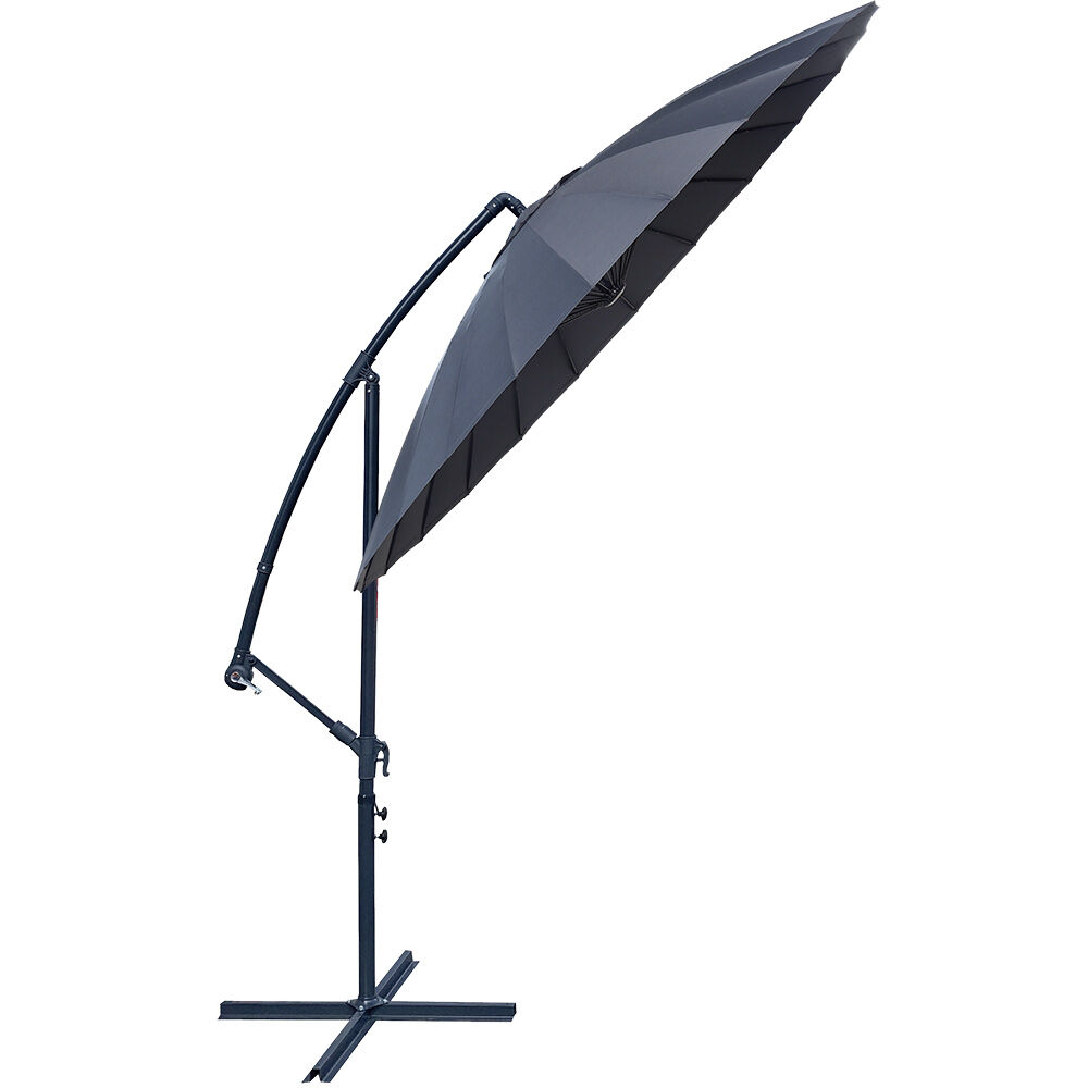 Parasol déporté Tao à manivelle gris Ø260xH256cm