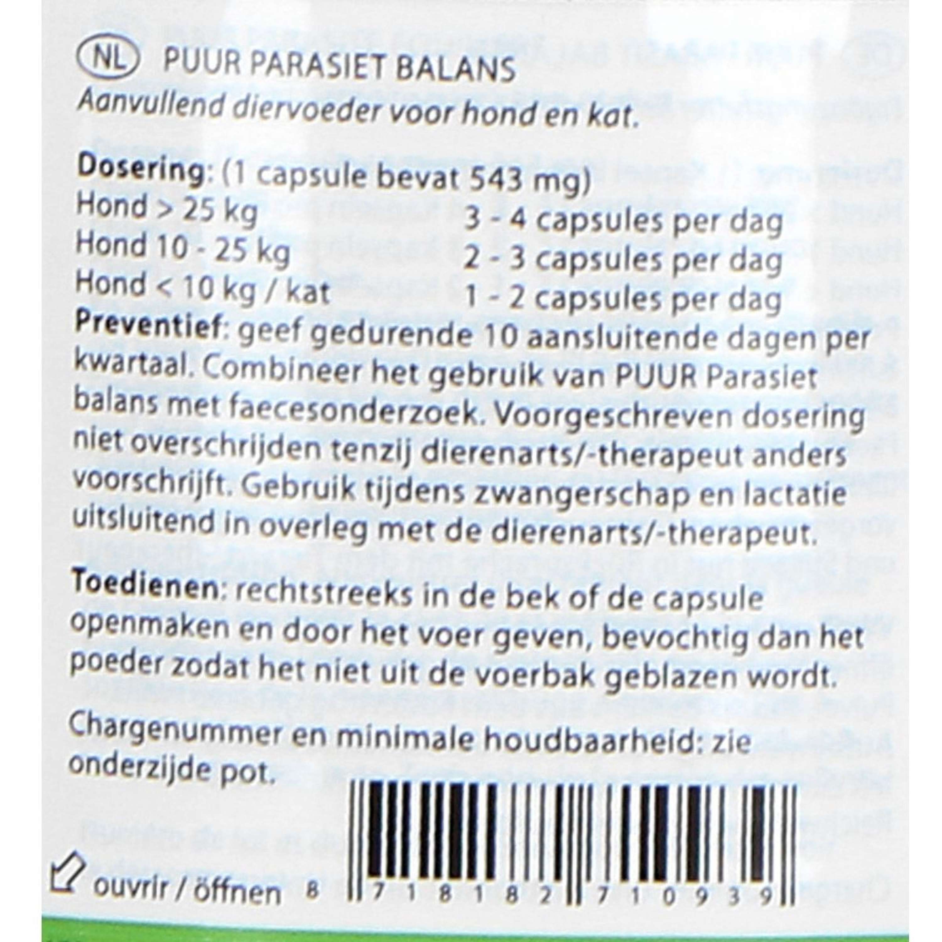 PUUR Parasitus / Parasiet Balans Hond/Kat