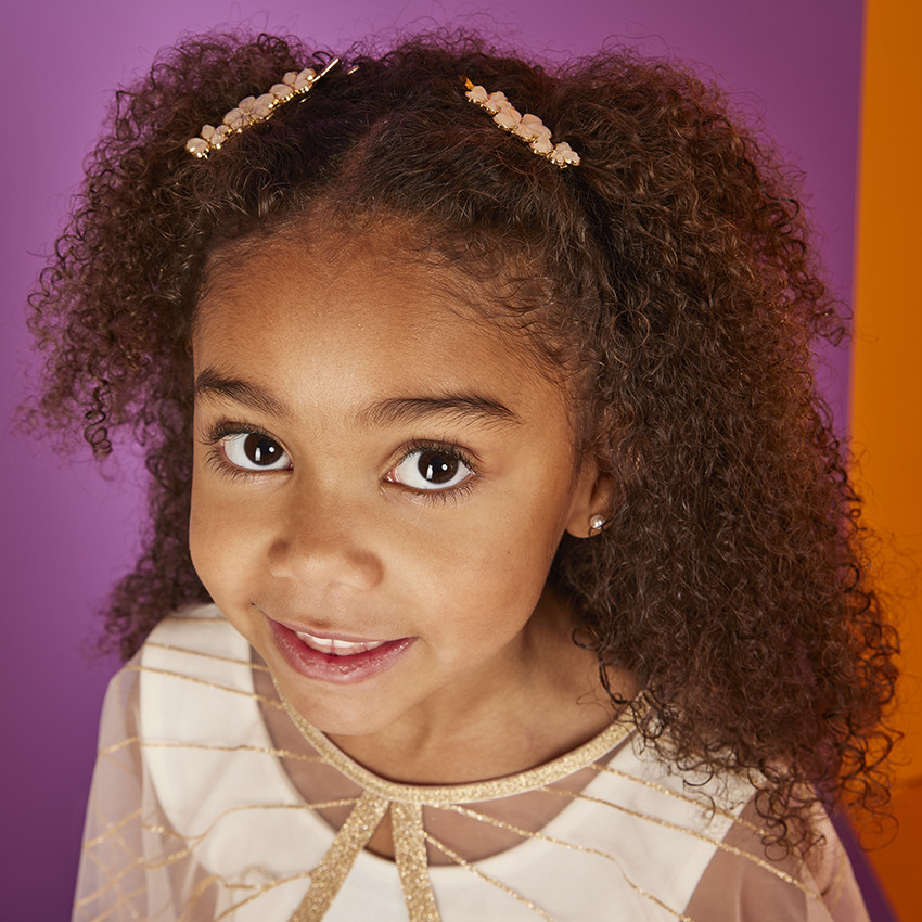Lot de 2 barrettes fleurs effet nacré pour fille