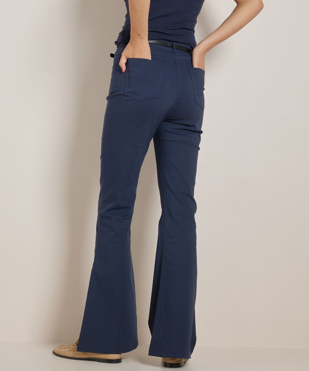 uni flared fit broek met riem