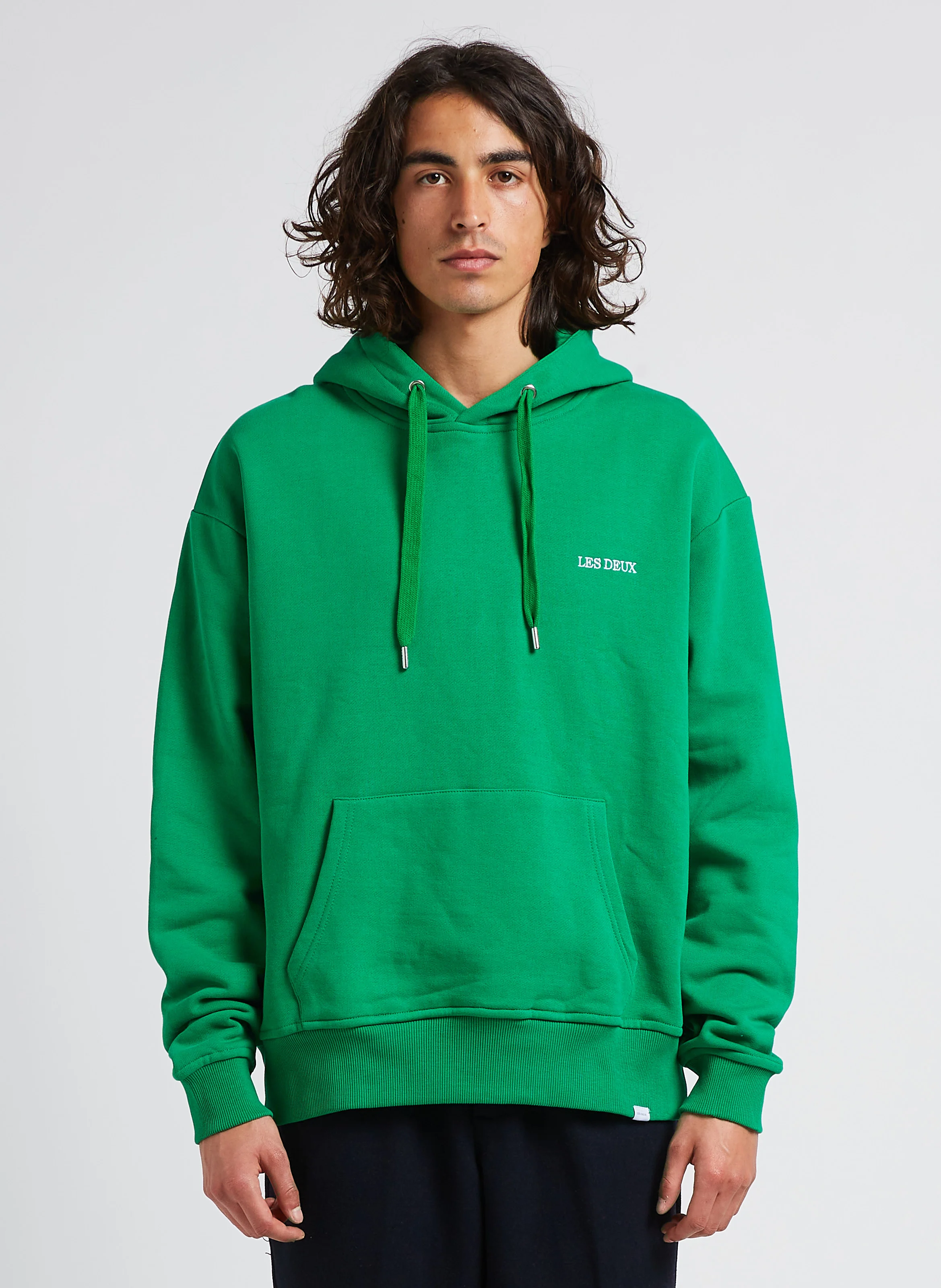 Sweat à capuche loose-fit brodé en coton | Vert