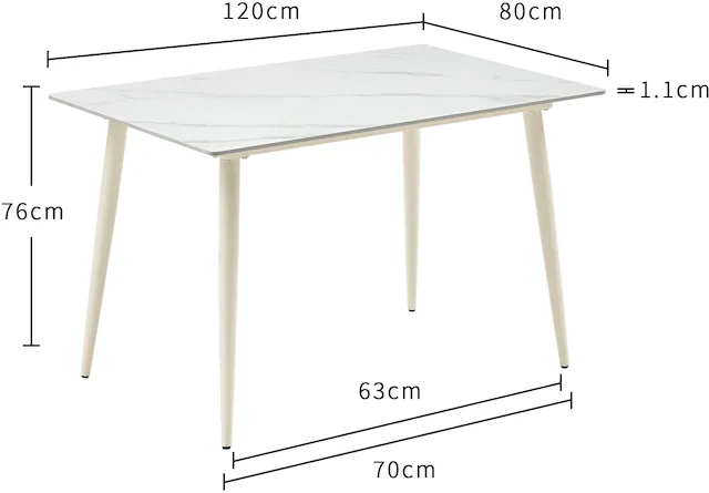 GOODproduct Essgruppe »Kryce« Set, 120 cm Esstisch + 2 Stühle + Bank, 4 Stk. tlg. Strukturstoff, robustem Metallgestell, Tischplatte aus Sinterstein