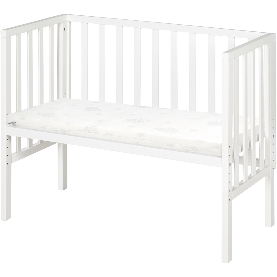 roba Beistellbett safe asleep® 2 in 1 weiß + Matratze