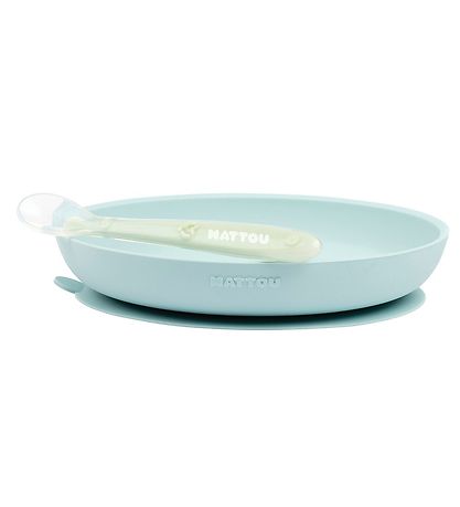 Nattou Spises?t - Silikone - 2 dele - Light Blue