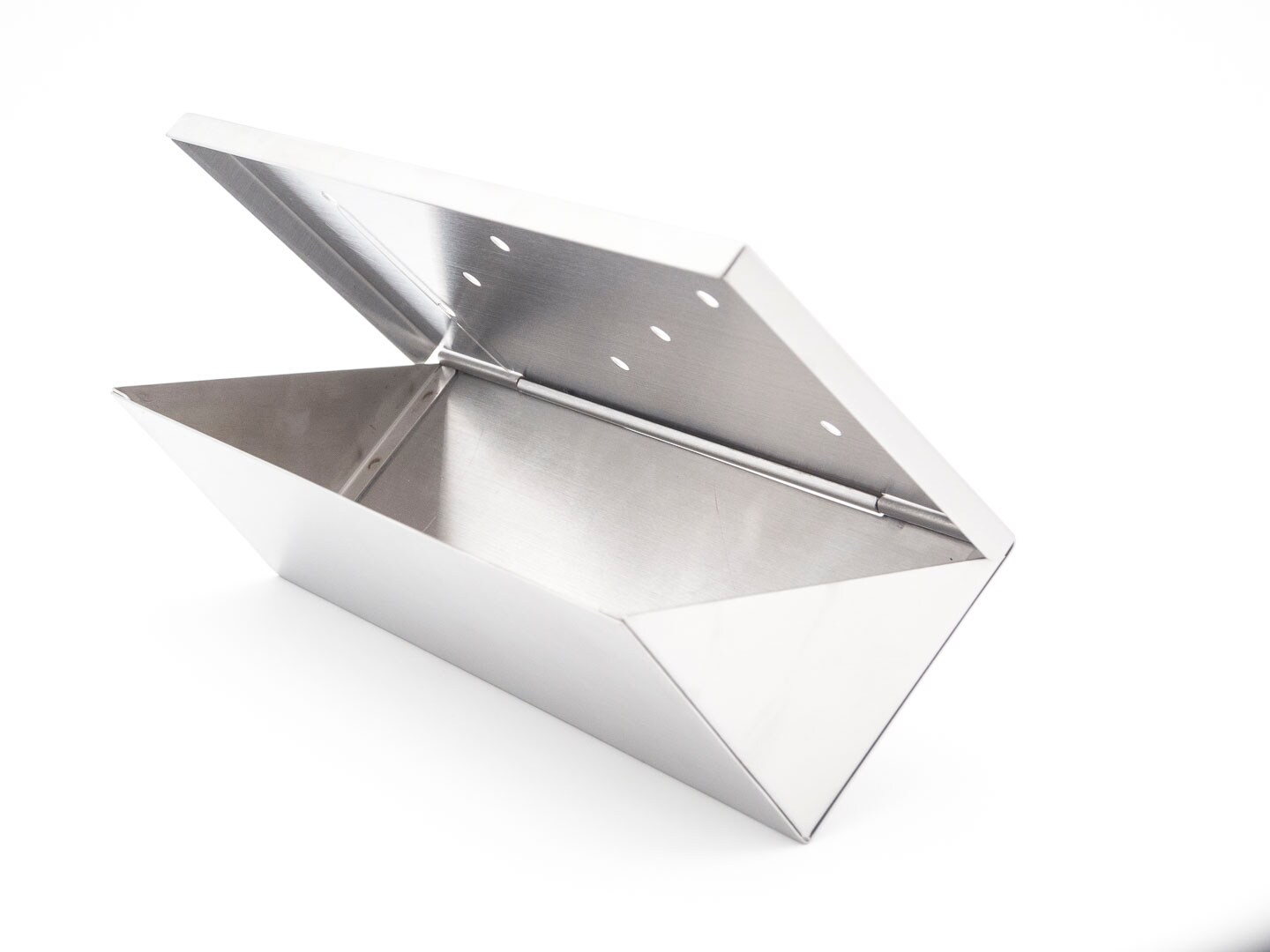 Räucherbox aus Edelstahl 22 x 10 x 5,5 cm mit Klappdeckel für Gas- und Holzkohlegrill: Ideal zum Aromatisieren von Grillgut