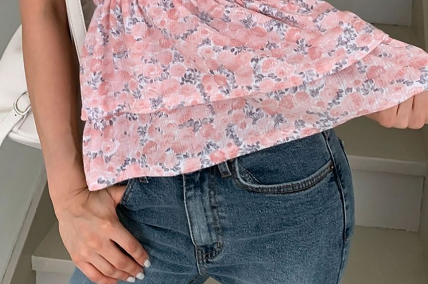 SeoulPop - Mouwloze top met bloemenprint