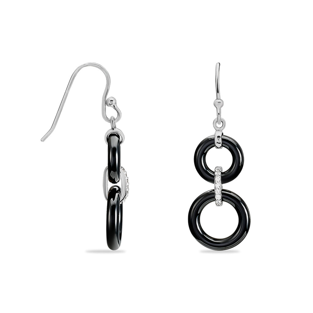 Boucles D'oreilles Pendantes Narcissa Argent Blanc Céramique Et Oxyde