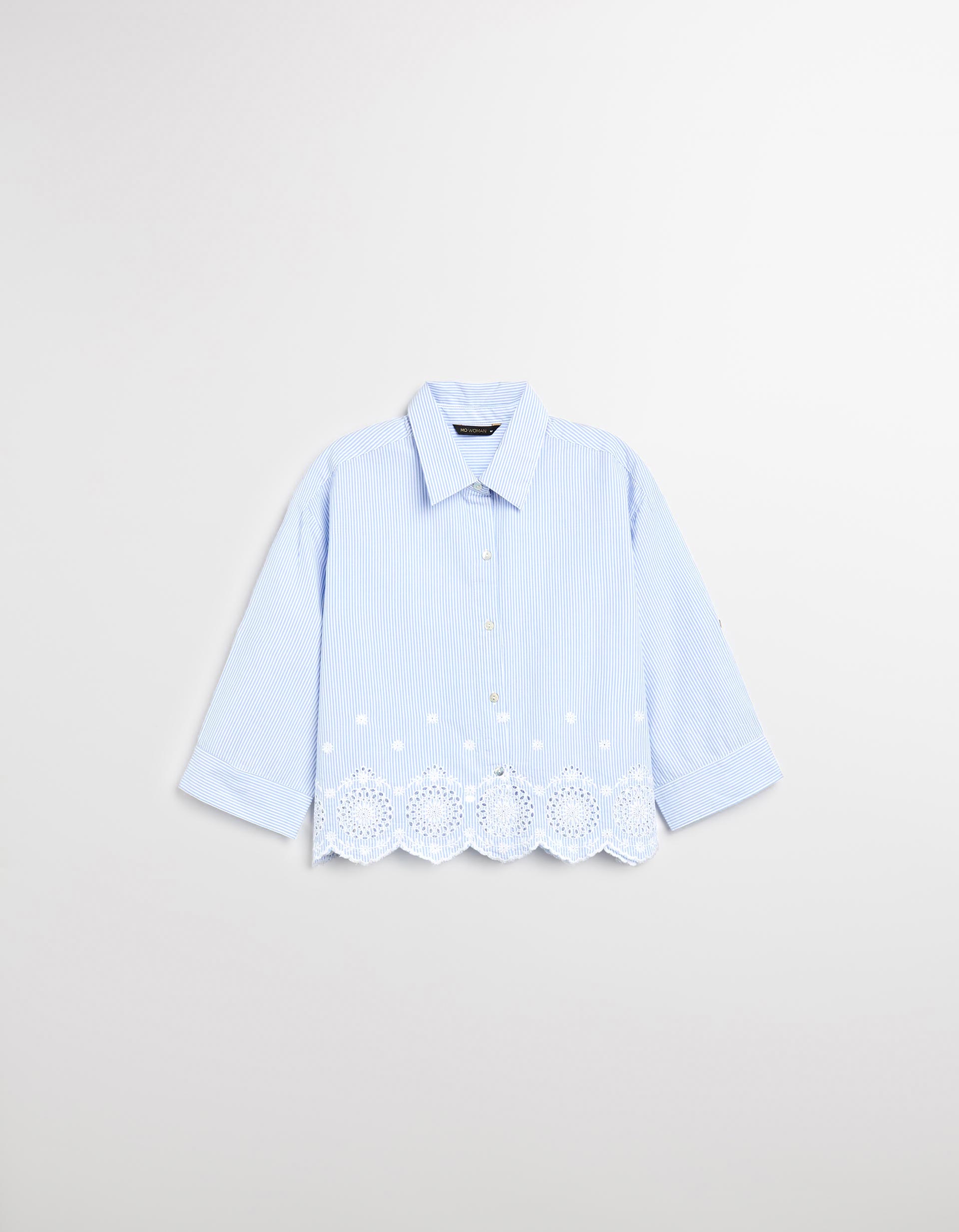 Blusa com Bordado, Mulher, Azul
