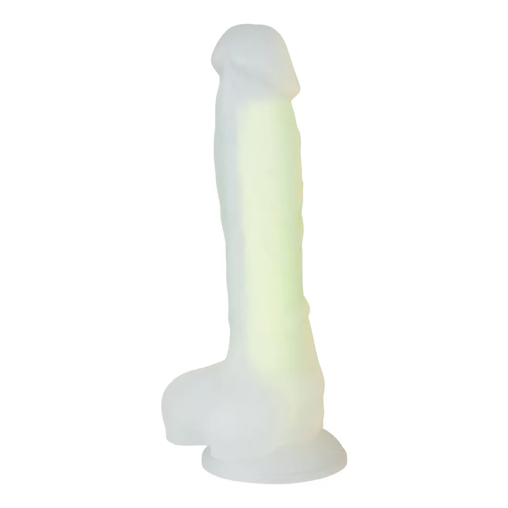 Baseks Silikone Dildo, Glow in the Dark - 21,5 cm.