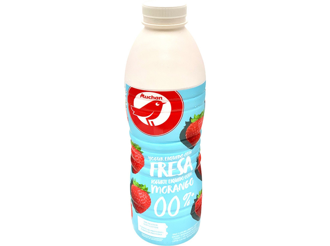 IOGURTE AUCHAN LÍQUIDO MAGRO MORANGO 1KG