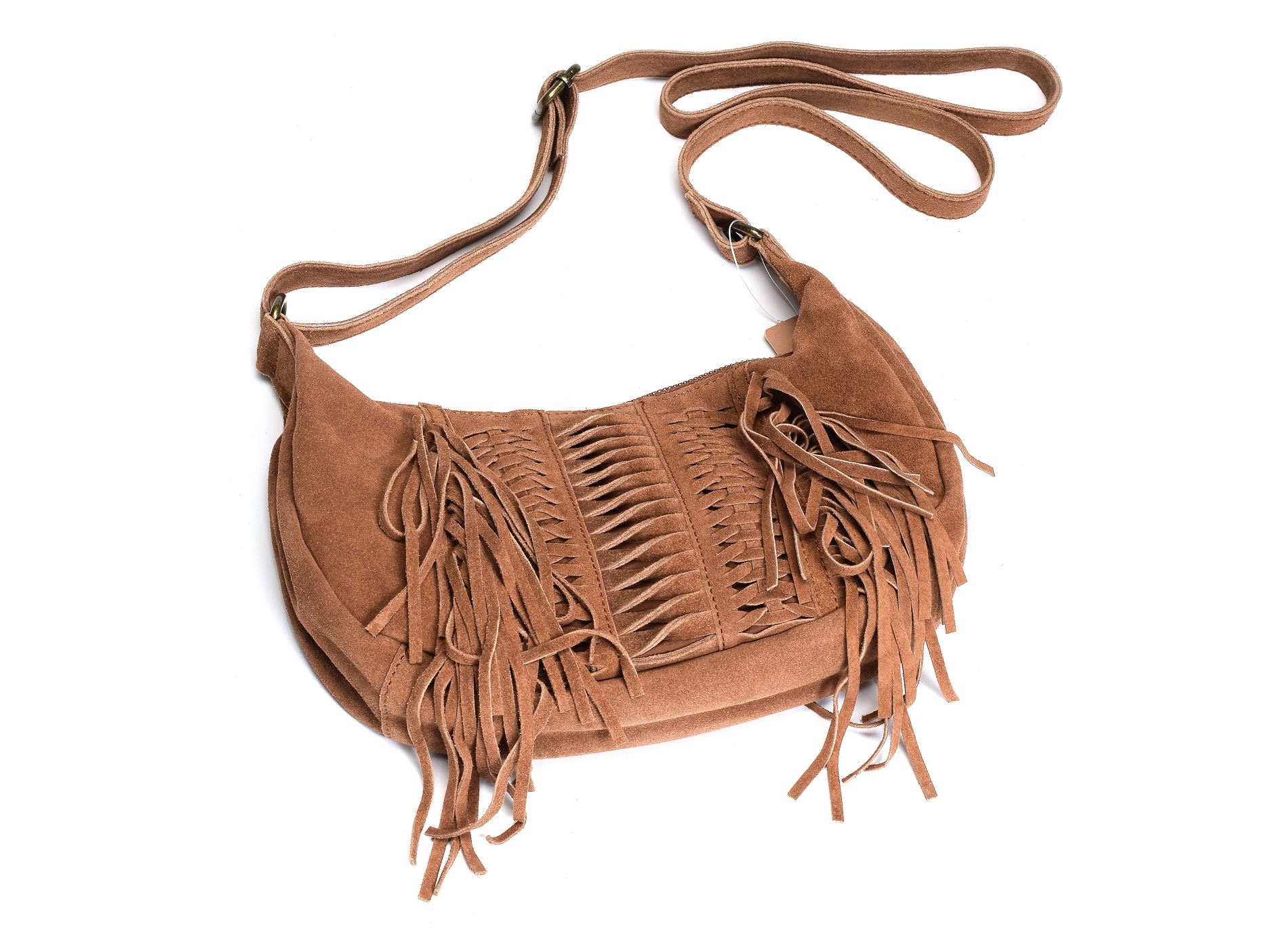 Sac charlie franges suede l2000 cognac