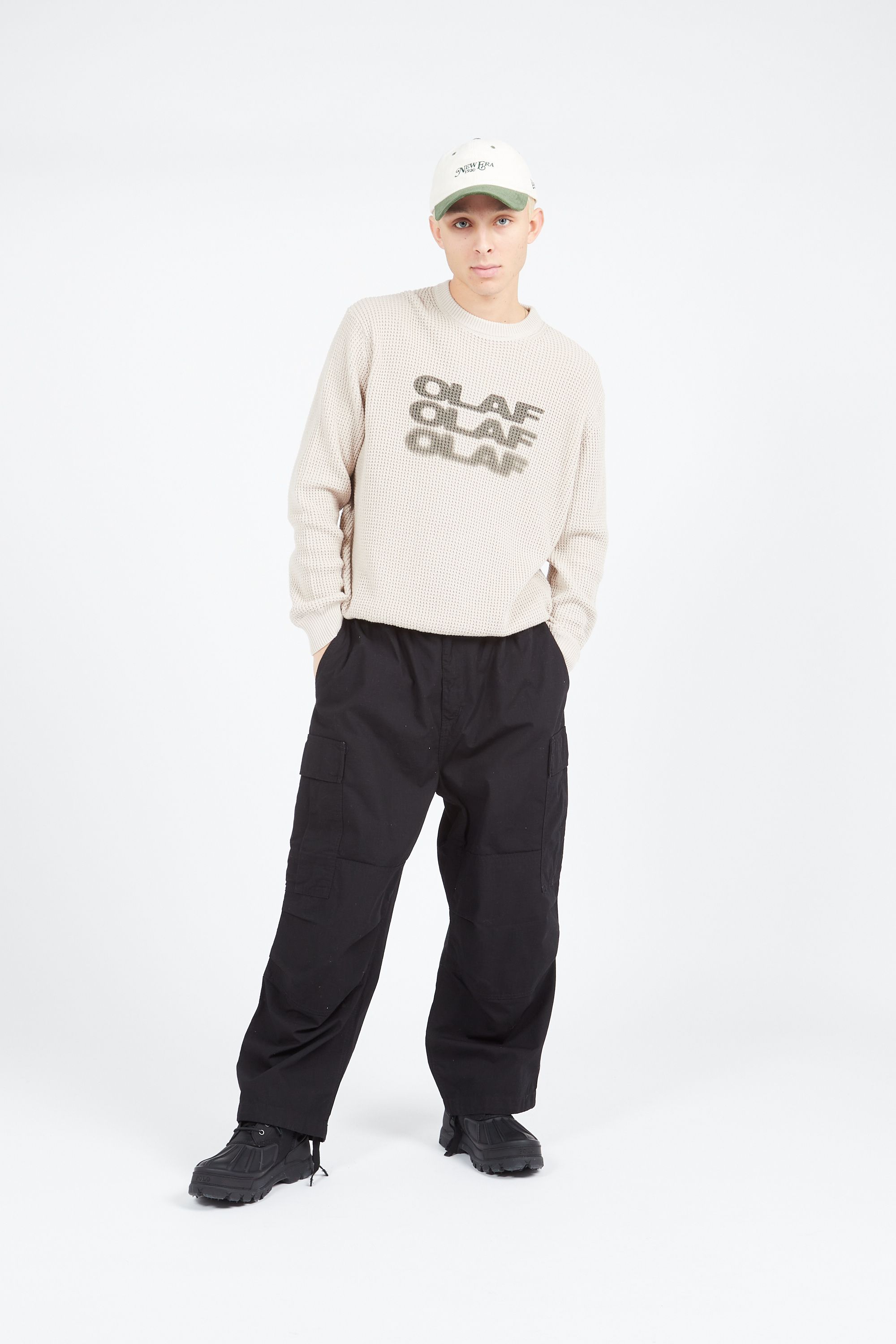 OLAF Pull DRIFT WAFFLE KNIT CREWNECK Beige
