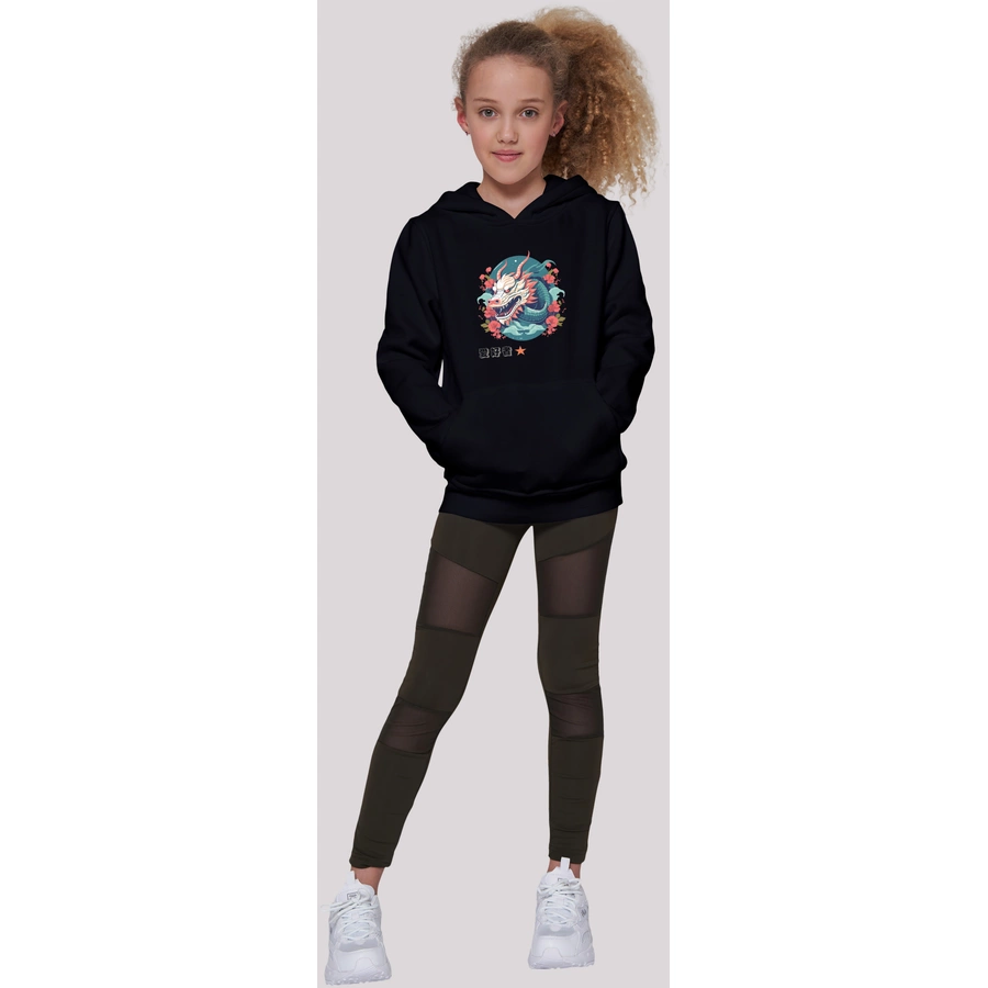 F4NT4STIC Hoodie Drache mit Blumen schwarz