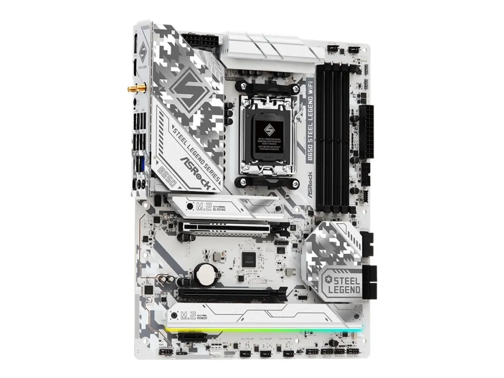 ASRock B650 Steel Legend WiFi - Bundkort - ATX - Socket AM5 - AMD B650 Chipset - USB-C 3.2 Gen 2x2, USB 3.2 Gen 2, USB-C 3.2 Gen 1, USB 3.2 Gen 1 - 2.5 Gigabit LAN, Wi-Fi 6E, Bluetooth - onboard grafik (CPU påkrævet) - HD Audio (8-kanaler)