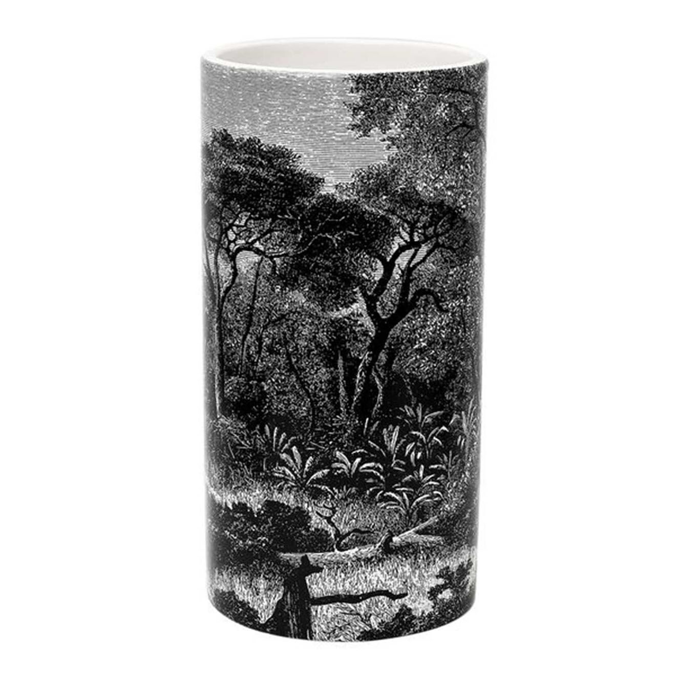 Home Deco Factory Vase en Céramique cylindre Black Forest noir - 12.8x25x12.8 cm