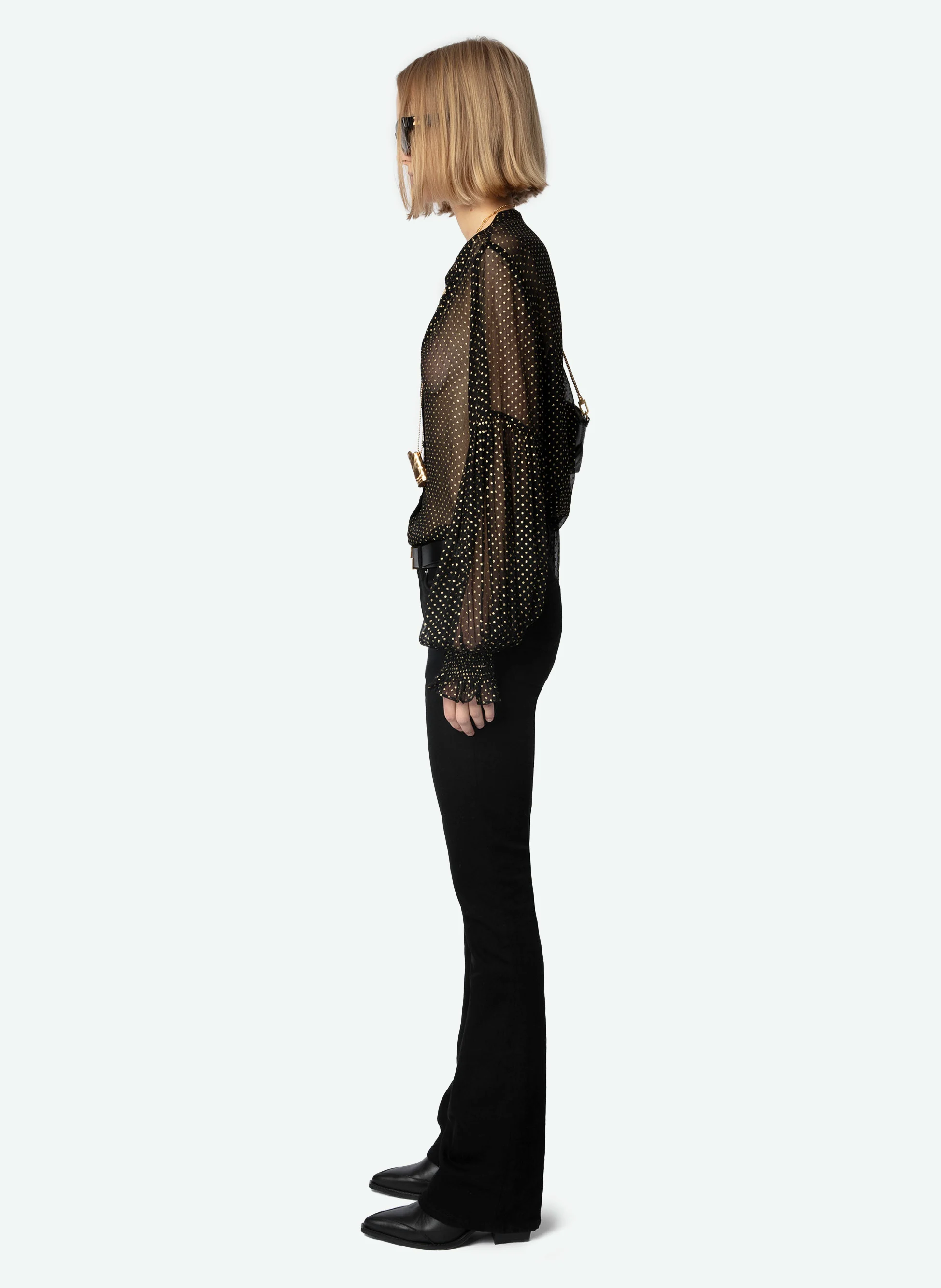 TANDY - Chemise transparente à pois | Noir