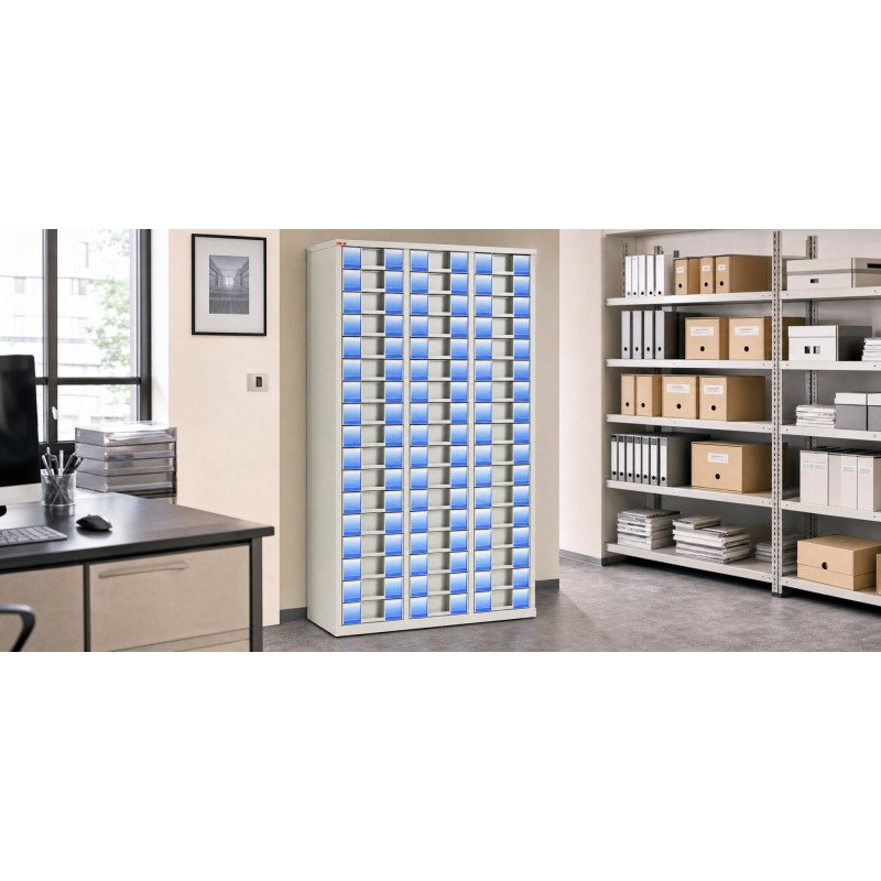 Armoire à tiroirs Panaclen H 189 cm équipée de 60 tiroirs 9 cm