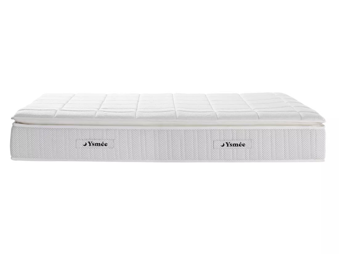 Ensemble 160 x 200 cm sommier coffre naturel clair + matelas hybride ressorts ensachés accueil nano ressorts + mémoire de forme ép.32cm - IPOH de YSMÉE