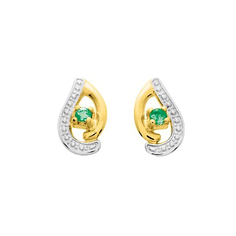 Boucles d'oreilles Femme - émeraude - Or 18 Carats
