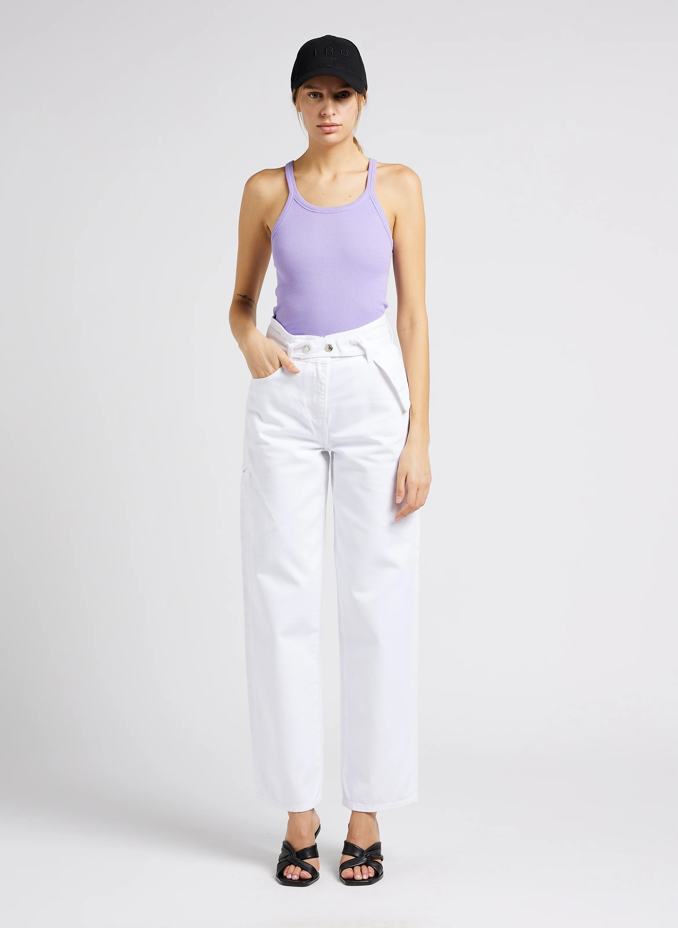 JINN - Jean flare taille haute en coton | Blanc