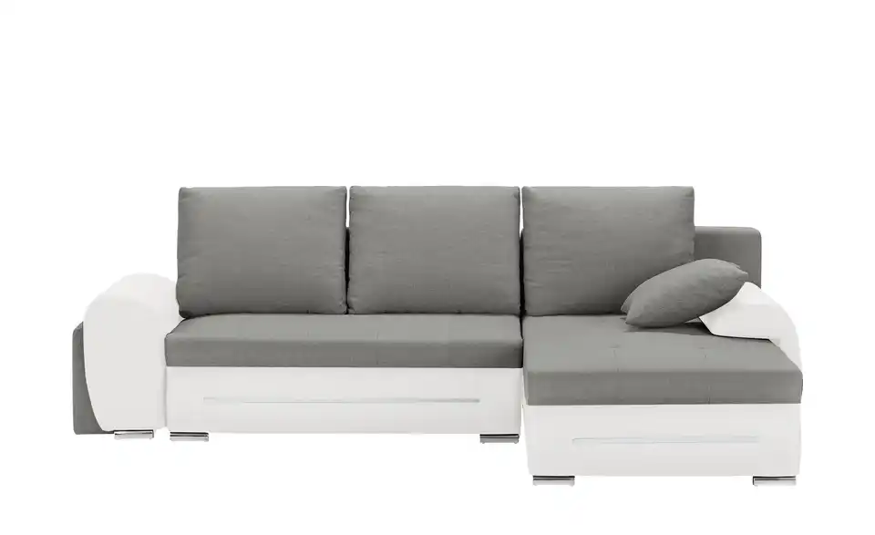 Ecksofa Emma rechts Weiß, Hellgrau