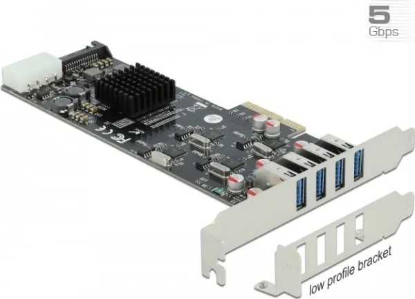 Delock - USB-adapter - PCIe 2.0 x4 lavprofil - USB 3.2 Gen 1 x 4