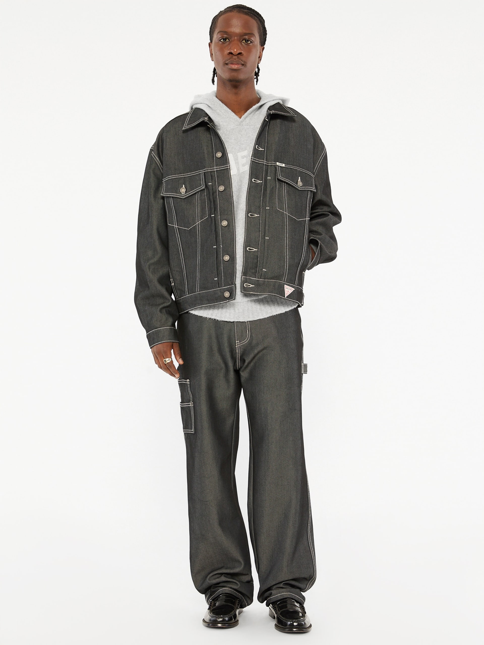 Jaqueta Trucker em Jeans Metálico GUESS Originals