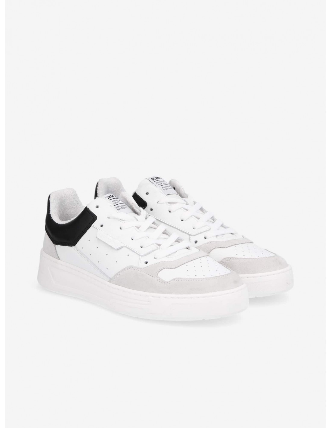 schmoove baskets de ville homme smatch new trainer cuir blanc/noir/gris