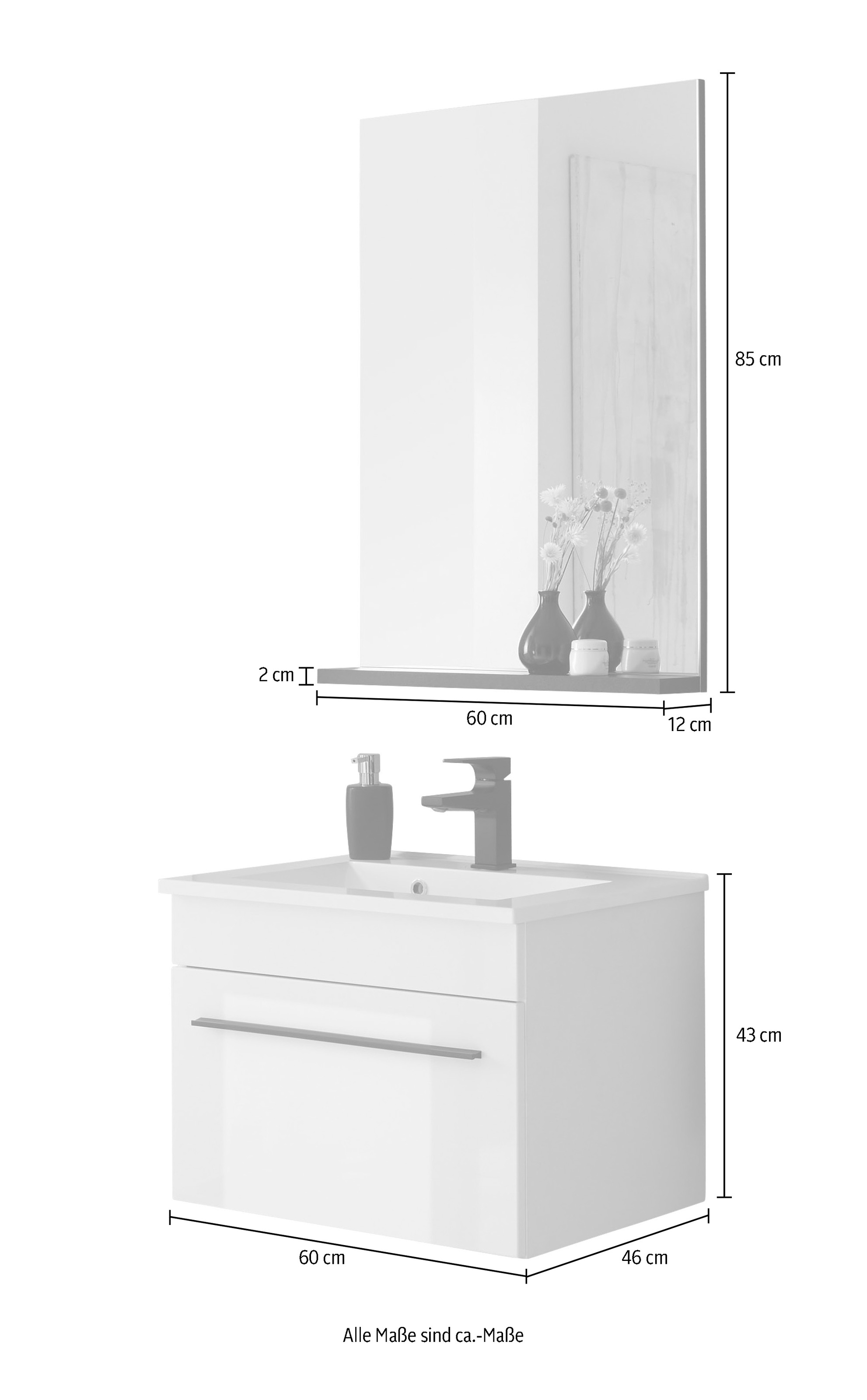 INOSIGN Badmöbel-Set »Cantara, Bad im modernen Design, 2-teiliges Badezimmer« Set, 2 Stk. tlg.