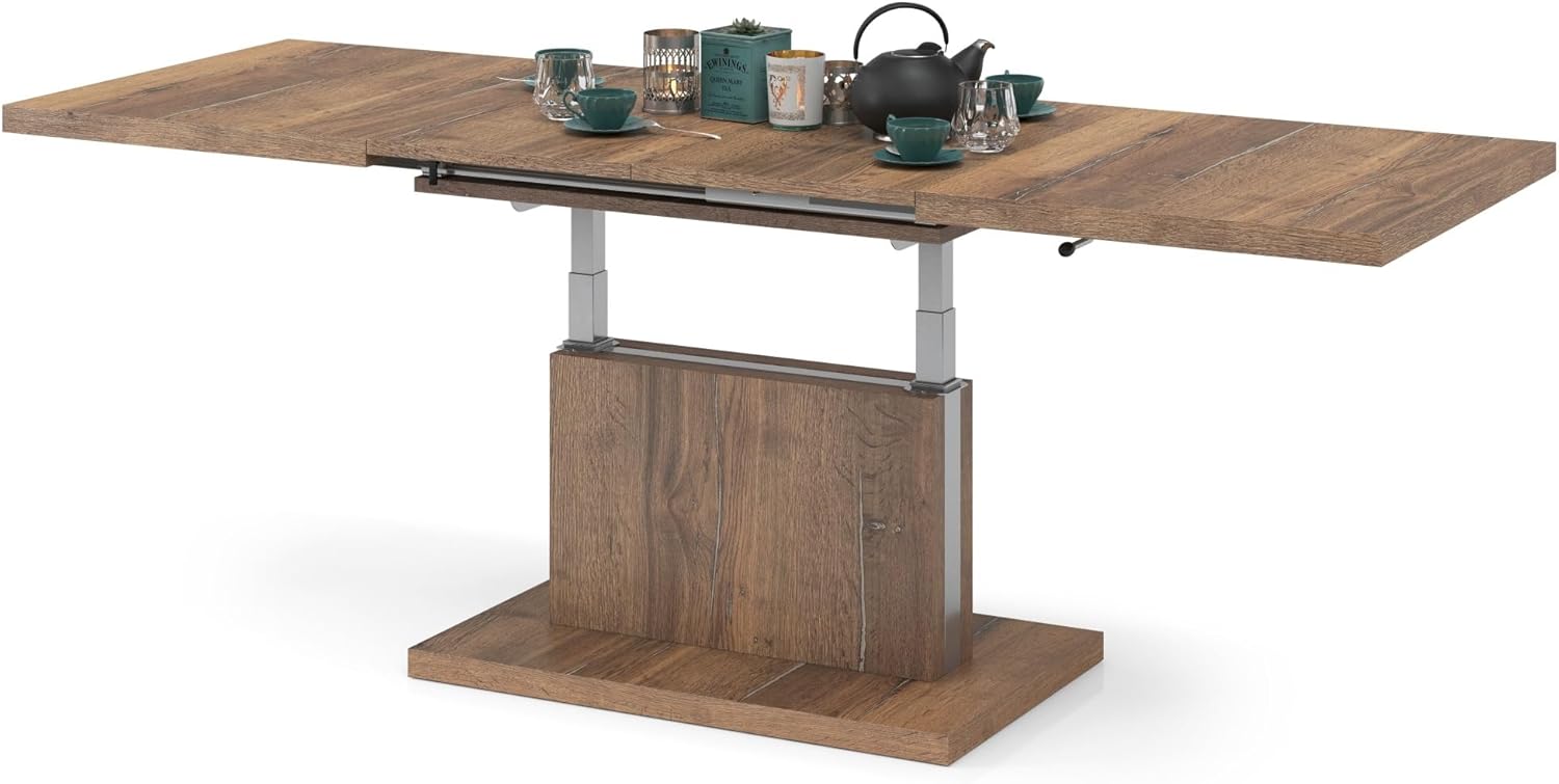 Mazzoni Aston Couchtisch ausziehbar höhenverstellbar 120/200cm in Eiche Halifax modern vielseitig Wohnzimmertisch Esstisch Beistelltisch Sofatisch platzsparend hochwertig Wohnzimmer
