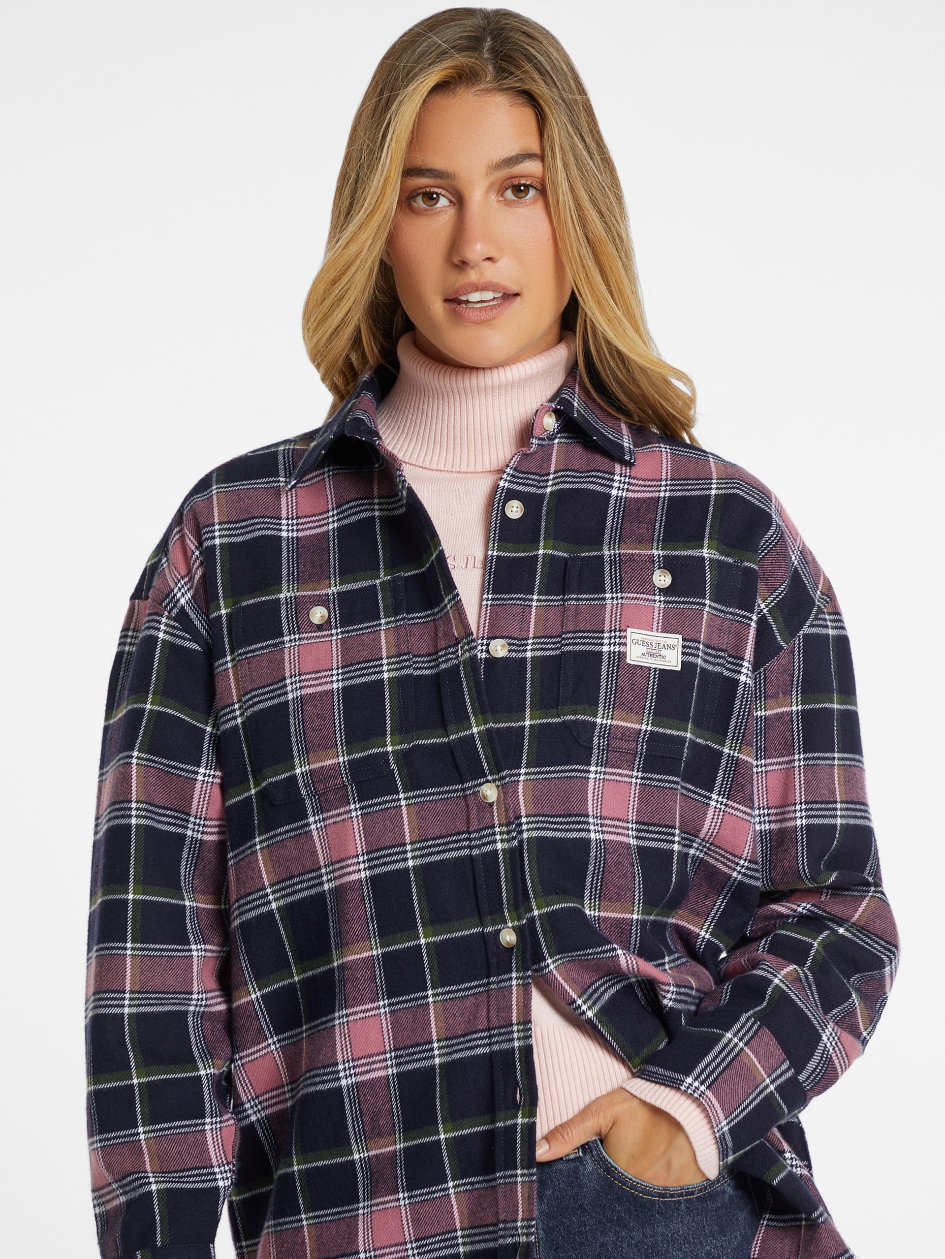 Camisa de manga comprida oversized com bolso
