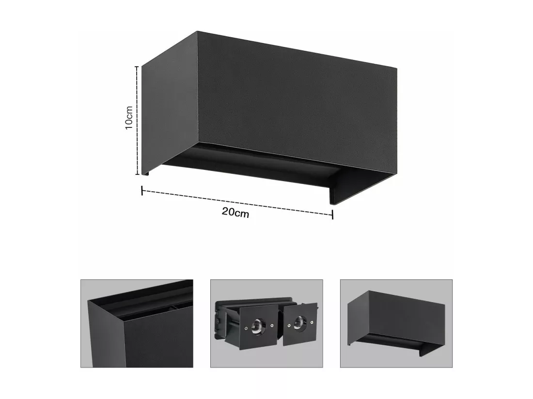 NETTLIFE 4 Lampes Murales Extérieures LED Noires, Éclairage Ascendant/Descendant, IP65, Lumière Blanche Chaude G9