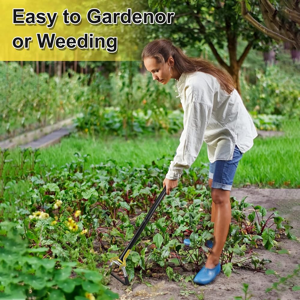 Hmseng Binette de jardin, 200 cm réglable à long manche pour planter des légumes, outil de jardin hollandais pour désherber le sol : Jardin